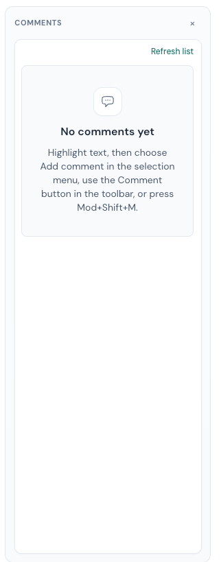 Clarami Comments panel: threads, replies, and comment controls